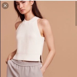 Aritzia Wilfred Ashen Crop Halter Knit Sweater